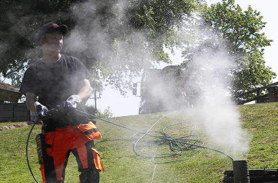 Backspolning av infiltration med spolbil JRAB