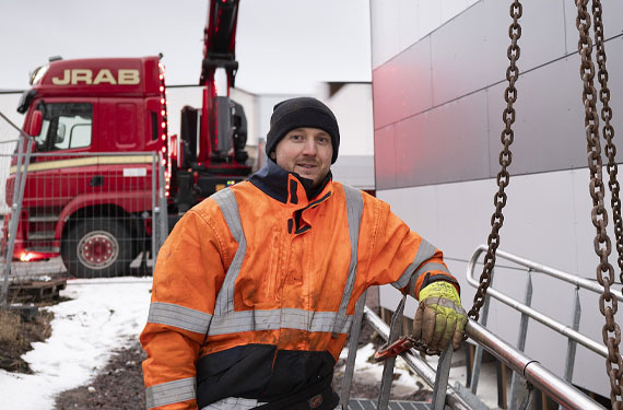 Kranbil Jönköping JRAB bygge