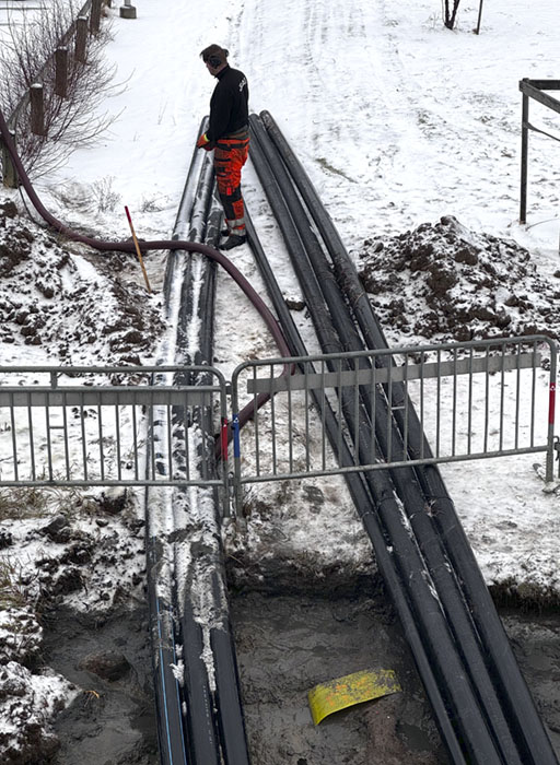 Spolbil JRAB i Huskvarna sporar bort borrkax
